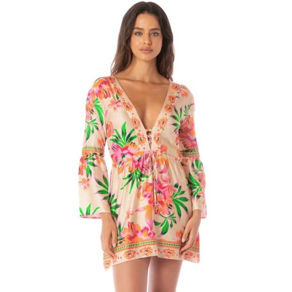Maaji Women's Size Large Floral Bubbly Blossom Agnes Open Back Short Dress - Picture 5 of 13